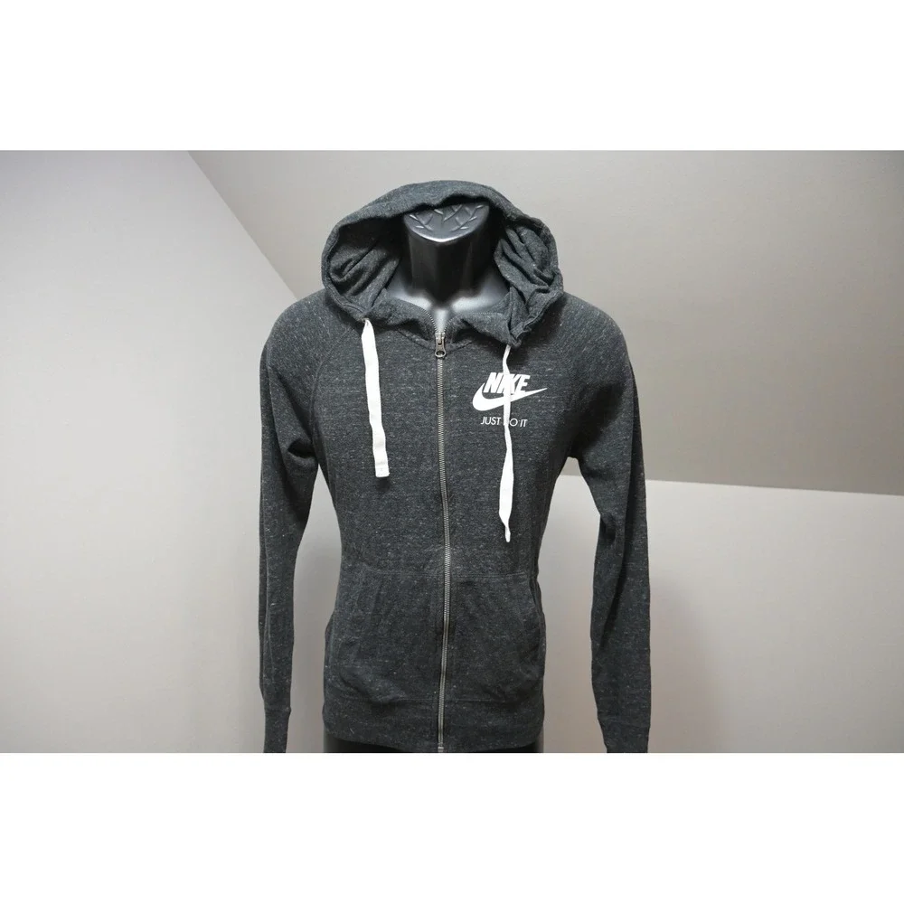Nike Full Zip Hoodie Women Medium Dark Gray Heather Just Do It Athletic EUC